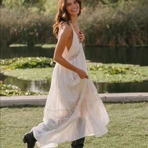 Free People Carla Lace Maxi Dress White